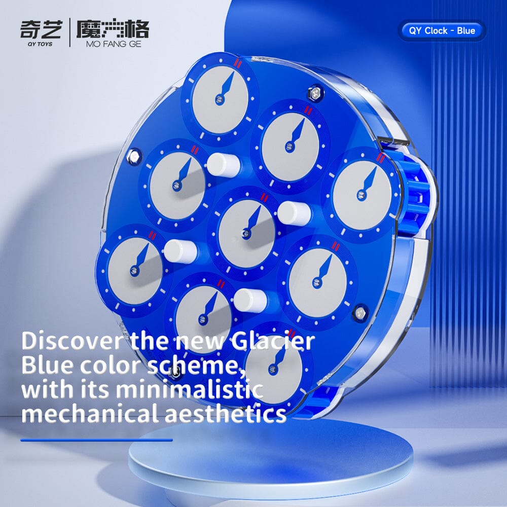 Qiyi Magnetic Clock Glacier Blue Speedcube - Speedcube NZ AU