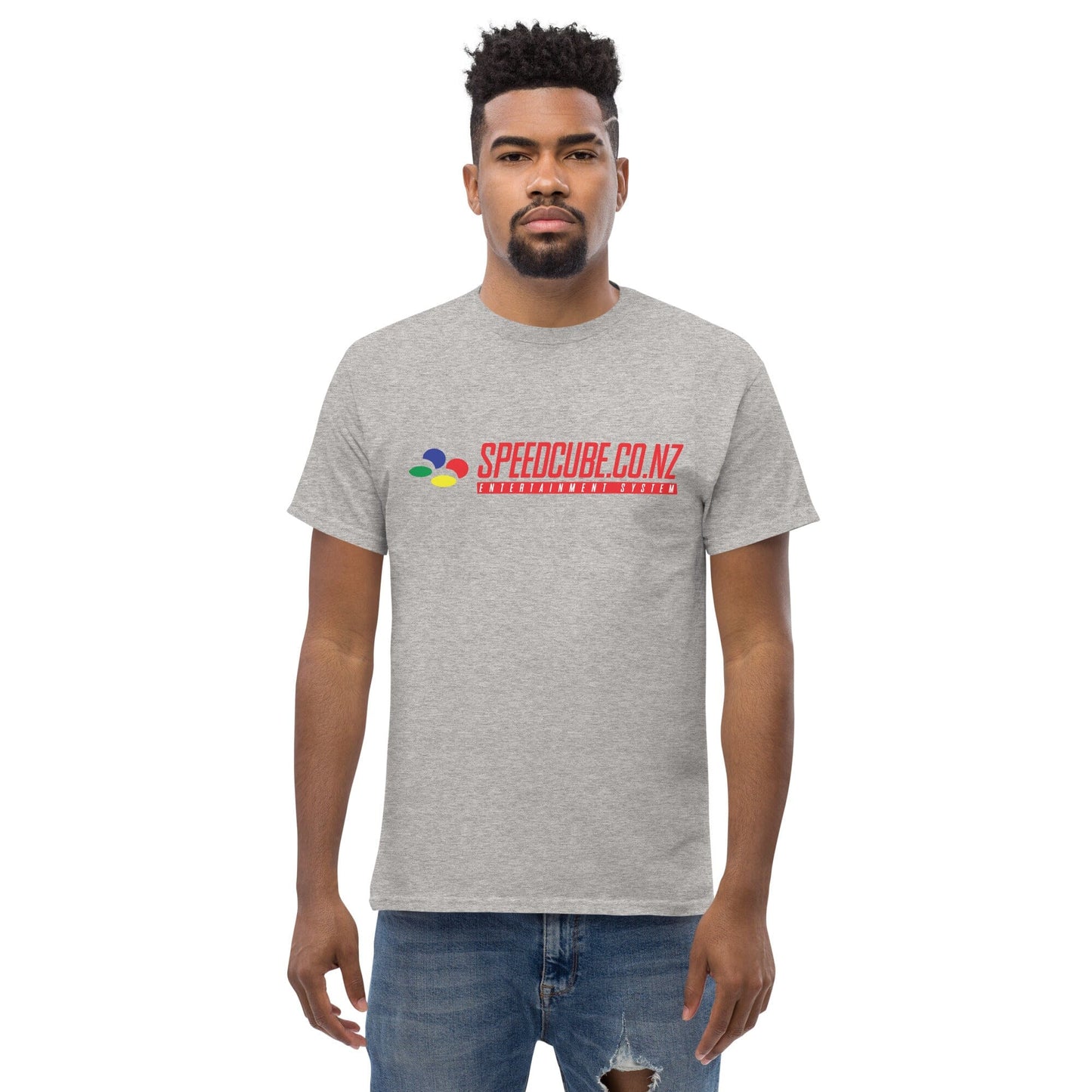 Speedcube.co.nz Super Retro T-Shirt Grey - Speedcube New Zealand